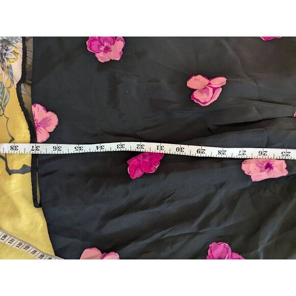 Vintage William Pearson Women’s Medium Silk Floral Dress Gown Black Pink - Picture 7 of 8